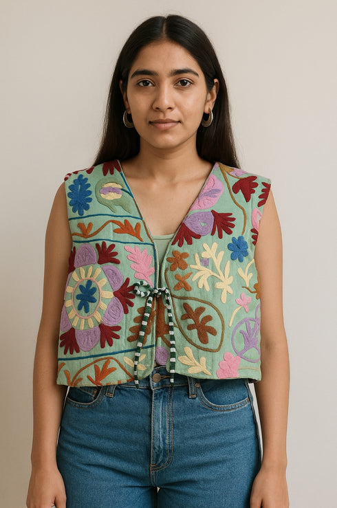 Cotton Sujani Art Embroidered Reversible Jacket